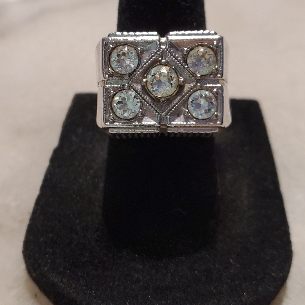 18 KT Plated UNCAS Mens 5 Stone Simulated Diamond Ring Size 6.75